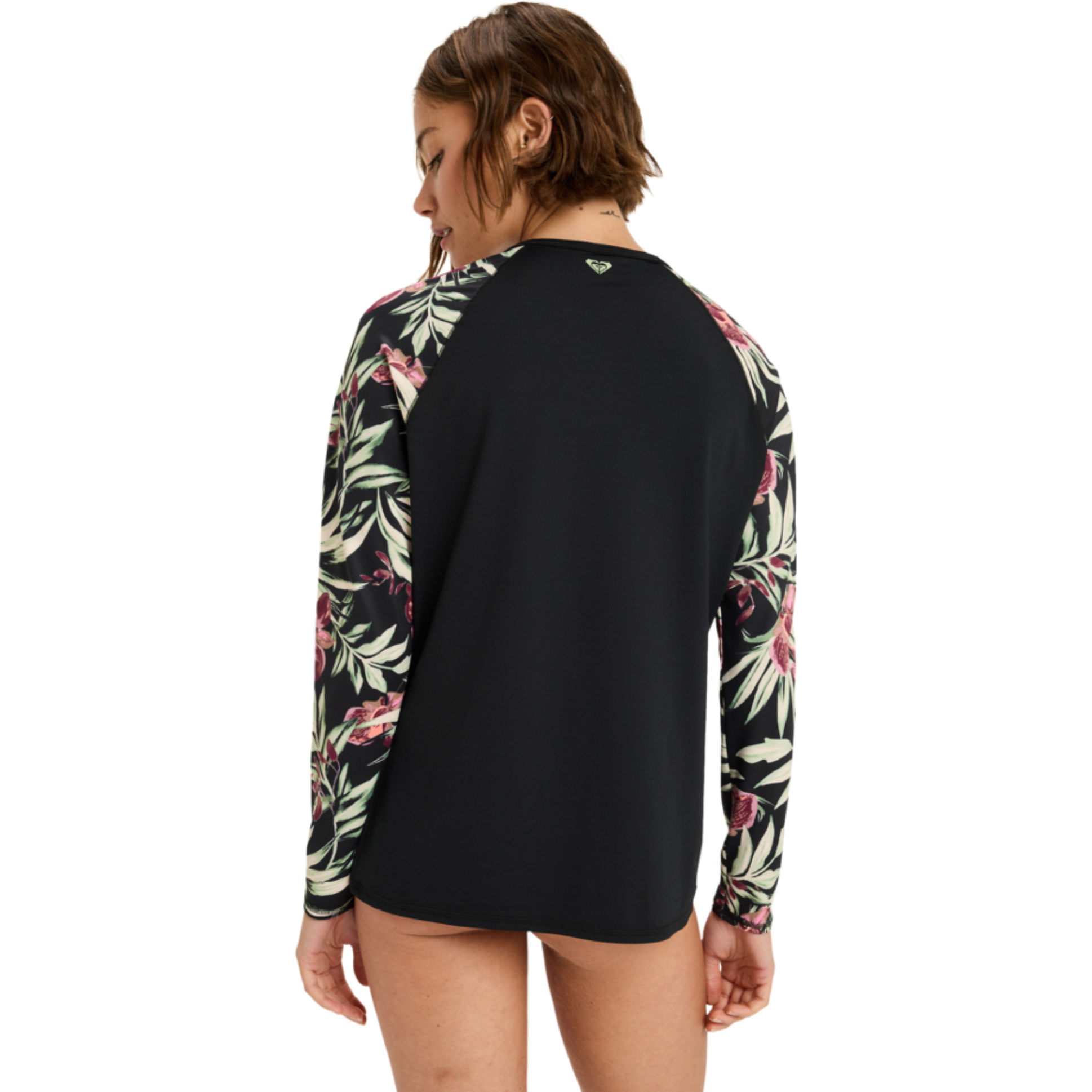 2025 Roxy Womens Basic Mix Long Sleeve Rash Vest ERJWR03872 - Anthracite Wind Swept Floral